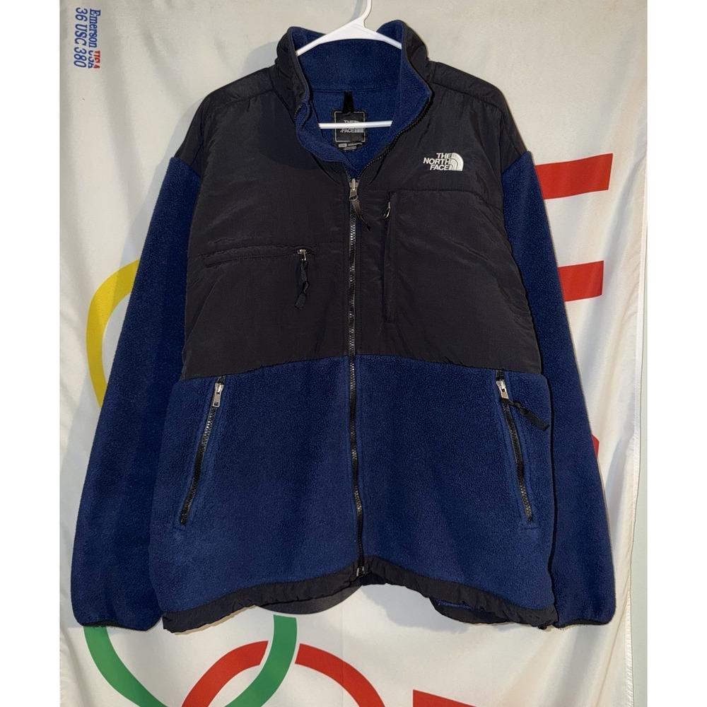 North Face Denali Jacket Mens Large Navy Blue Fleece Full Zip